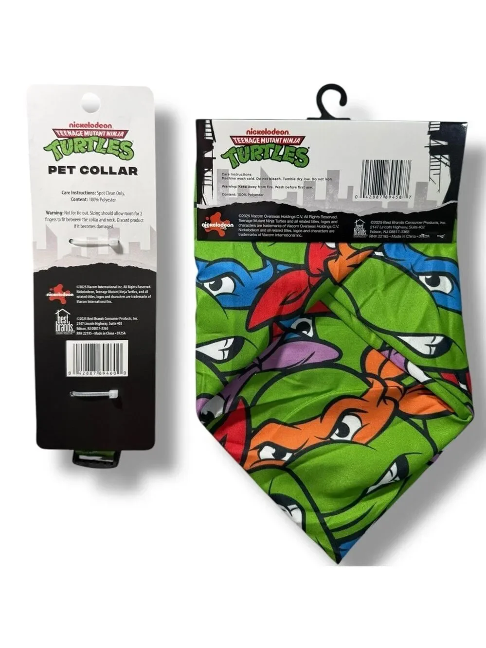 Teenage Mutant Ninja Turtles Pet Bandana, Collar and Brush Set Size S/M